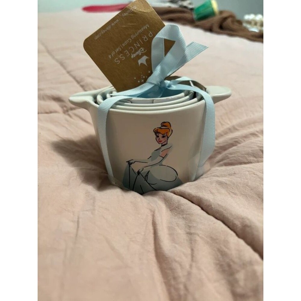 Rae Dunn Disney Cinderella Princess Measuring Cups Set of 4 Ceramic Blue